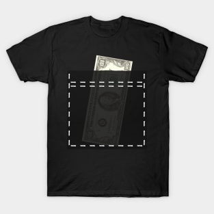Dollar bill in a pocket T-Shirt